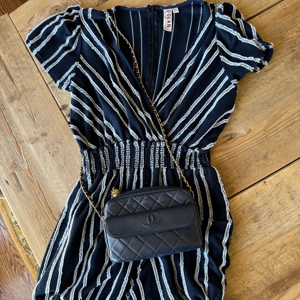Anthropologie Dolan Striped Navy Jumpsuit Size M